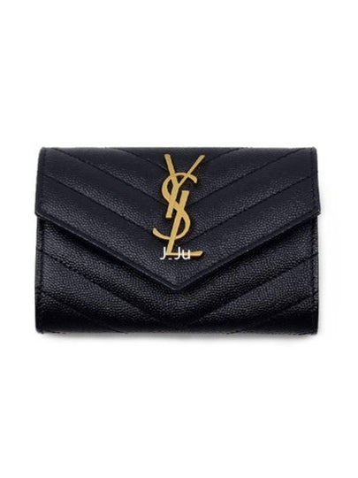 Monogram Envelope Small Half Wallet Black Gold - SAINT LAURENT - BALAAN 2