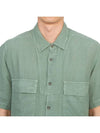 Linen Short Sleeve Shirt Green - CP COMPANY - BALAAN 6