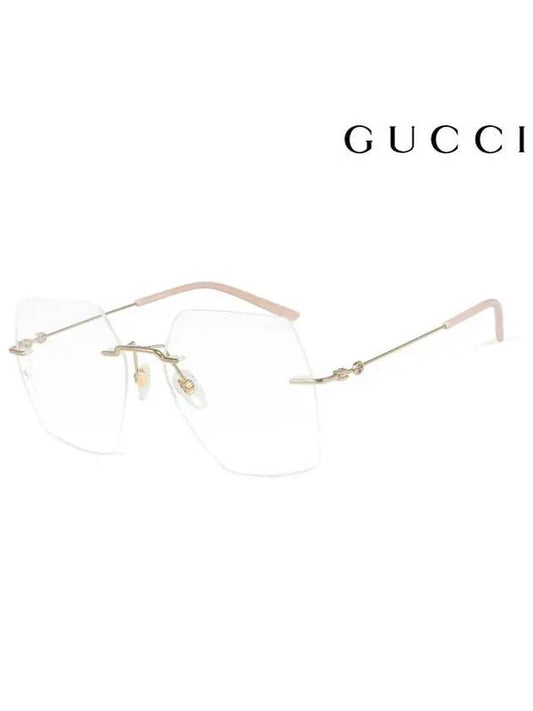Eyewear Square Rimless Metal Glasses Gold - GUCCI - BALAAN.