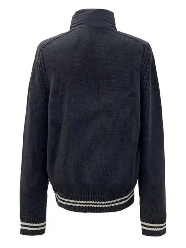 Logo Patch Padded Cardigan Navy - MONCLER - BALAAN 3