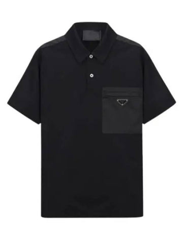 Triangular logo polo shirt men s collar - PRADA - BALAAN 1