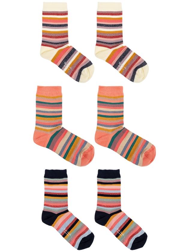 Paul Smith Three-pack Of Cotton Socks With Lurex Thread, Women's, Multicolour - PAUL SMITH - BALAAN 4