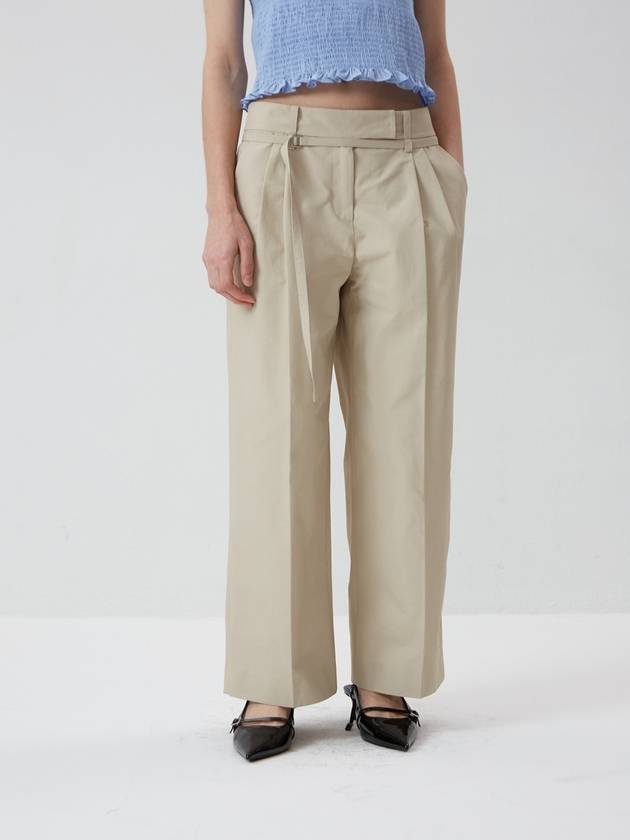 Cotton Wide Pintuck Pants CREAM - REAL ME ANOTHER ME - BALAAN 2