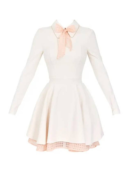 Women s golf wear classic color combination ribbon flare dress Cream - J JANE - BALAAN 2