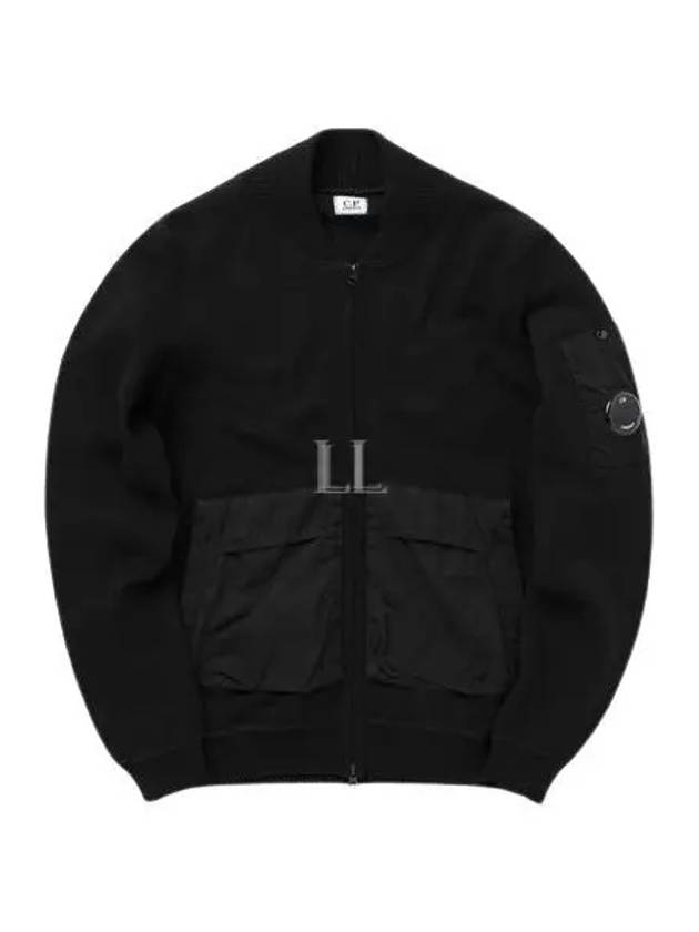 Cotton Mixed Bomber Cardigan Black - CP COMPANY - BALAAN 2