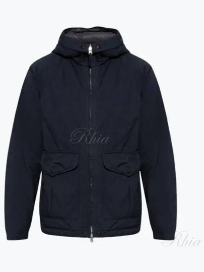 Logo David TC Down Hooded Jacket Navy - STONE ISLAND - BALAAN 2