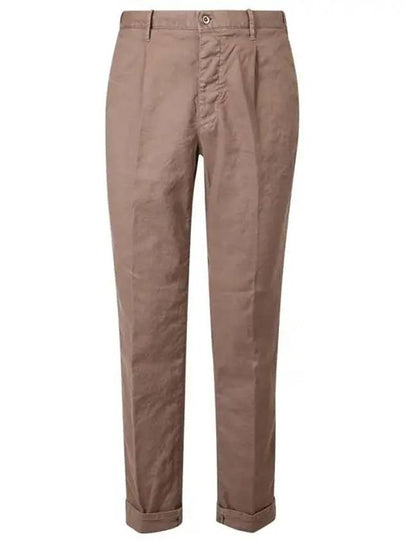 Linen Slim Straight Pants Brown - INCOTEX - BALAAN 2