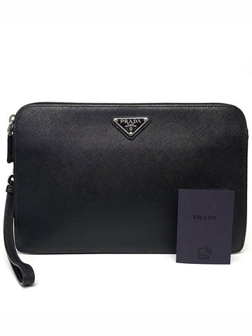 2VF056 Saffiano leather pouch bag clutch - PRADA - BALAAN 1