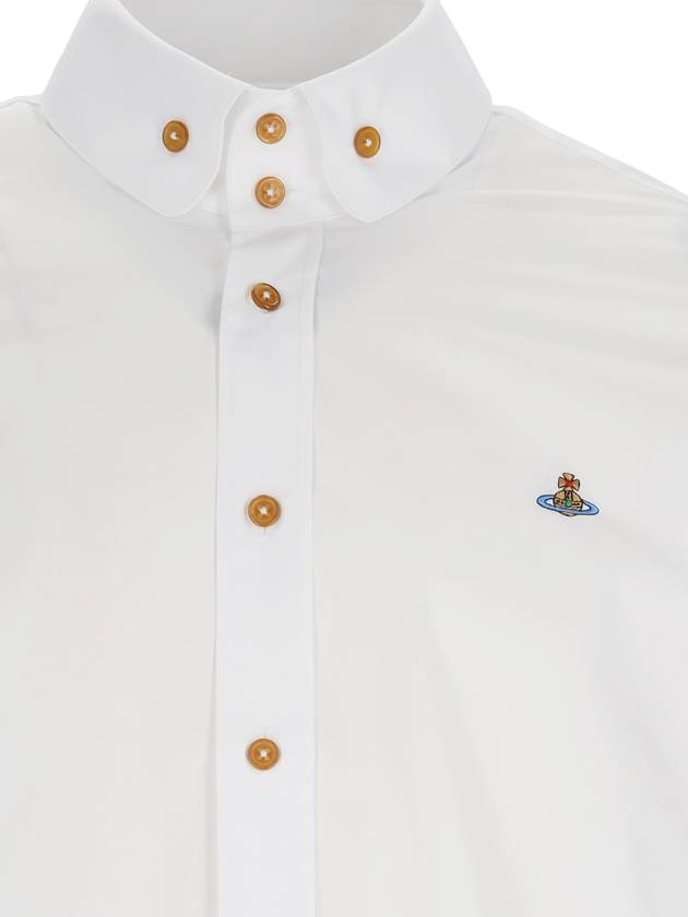 Men's Embroidered ORB Logo Long Sleeve Shirt White - VIVIENNE WESTWOOD - BALAAN 4