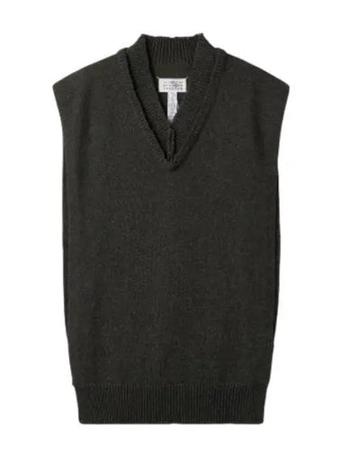 Layered detail V neck sweater gray - MAISON MARGIELA - BALAAN 1