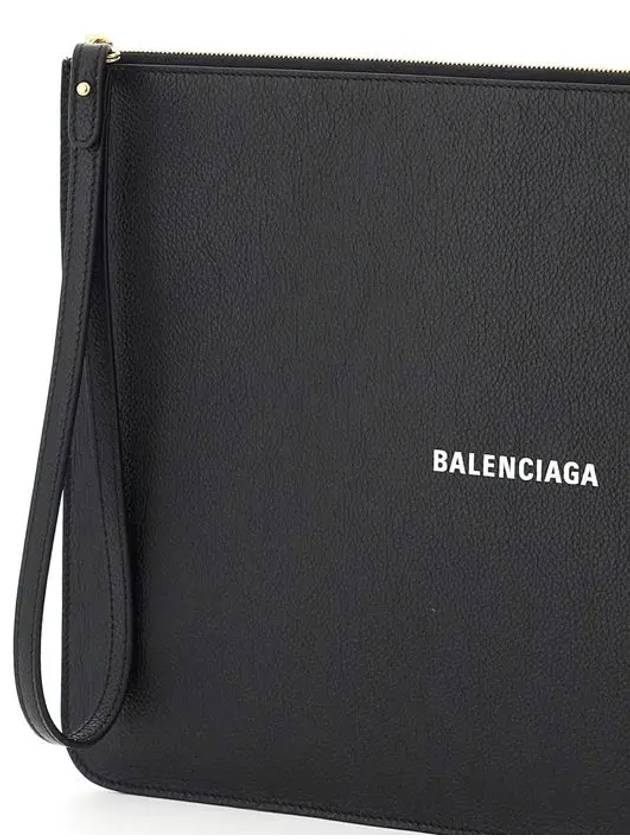 Logo Strap Cash Large Clutch Bag Black - BALENCIAGA - BALAAN.