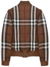 Check Wool Cotton Bomber Jacket Brown - BURBERRY - BALAAN 4