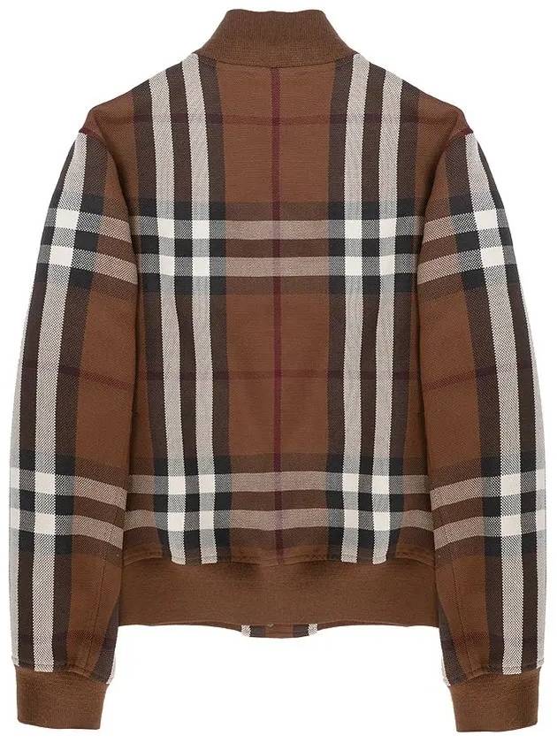 Check Wool Cotton Bomber Jacket Brown - BURBERRY - BALAAN 4