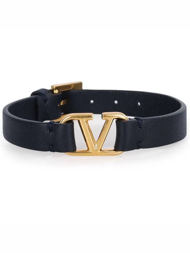 V Logo Leather Bracelet Black - VALENTINO - BALAAN 3