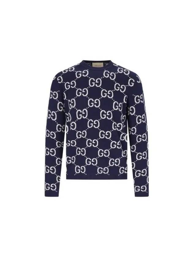 GG Wool Jacquard Knit Top Blue - GUCCI - BALAAN 2