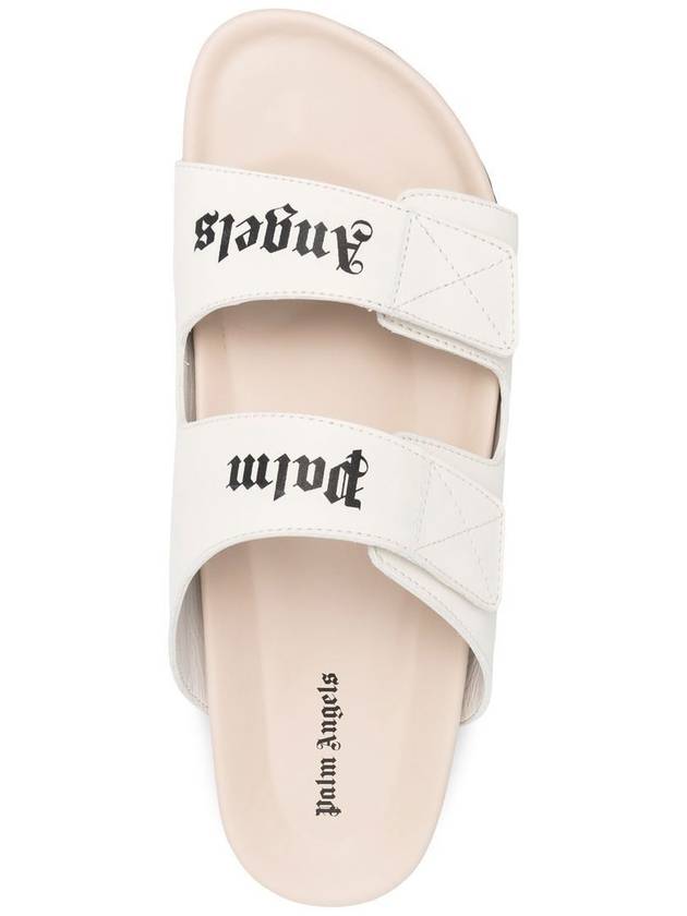 Logo Leather Sandals White - PALM ANGELS - BALAAN 5