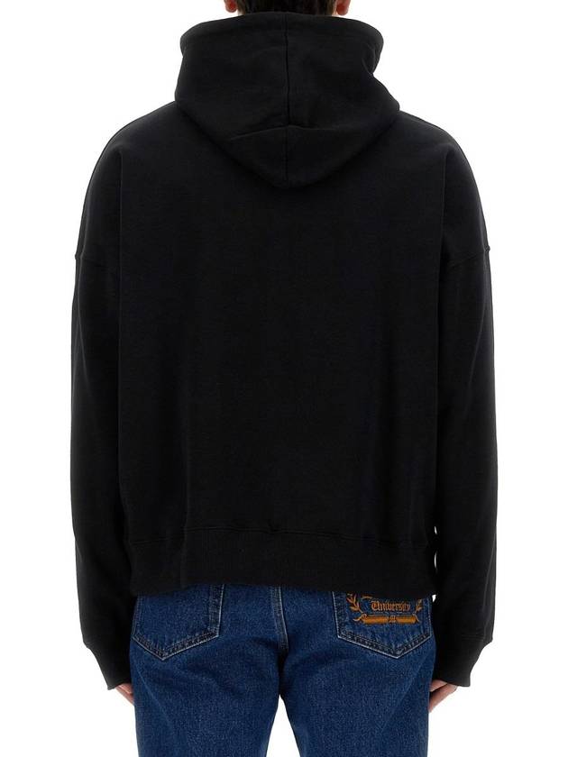 Brushed Logo Cotton Hoodie Black - MSGM - BALAAN 4