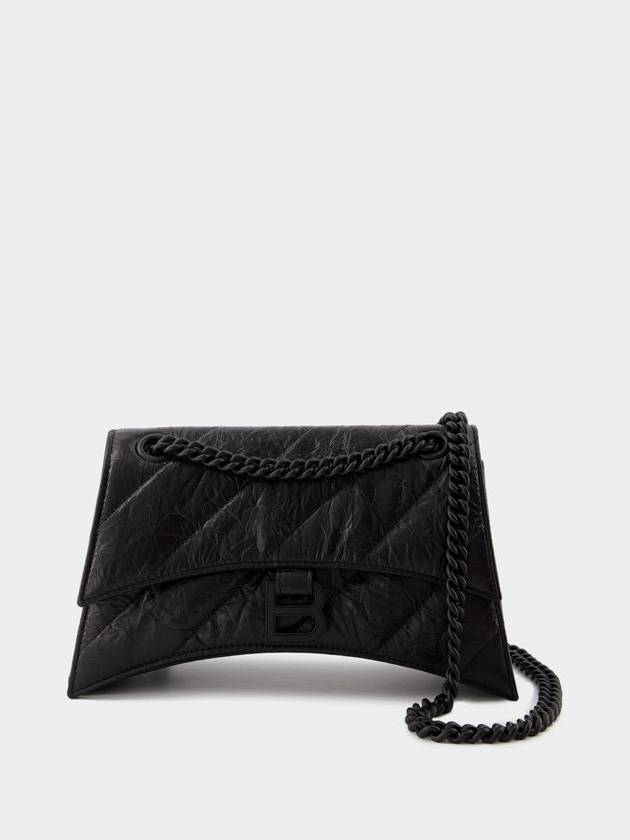 Crush Chain Strap Leather Shoulder Bag Black - BALENCIAGA - BALAAN 2