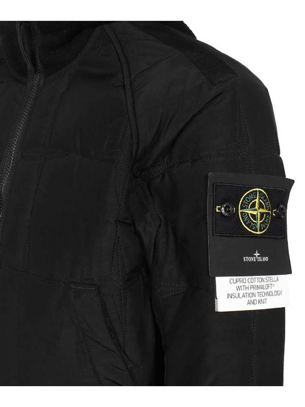 Wappen Patch Quilted Cupro Cotton Zip Up Hoodie Black - STONE ISLAND - BALAAN 4