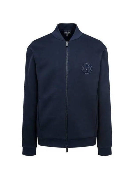 Men s rib trimming zip up blouson jacket navy - GIORGIO ARMANI - BALAAN 1