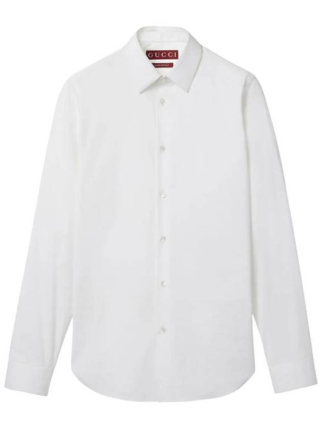 Stretch Cotton Poplin Long Sleeve Shirt White - GUCCI - BALAAN 2