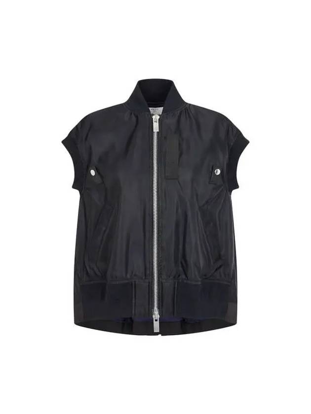 Women s Back Pleated Nylon Twill Vest Black - SACAI - BALAAN 1