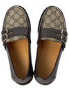 Leather GG Fabric Insert Loafers Dark Brown - GUCCI - BALAAN 3