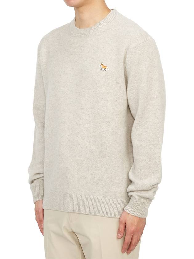 Baby Fox Patch Regular Knit Top Light Grey Melange - MAISON KITSUNE - BALAAN 3