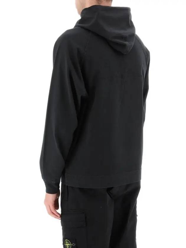 Men's Garment Dyed OLD Treatment Cotton Hoodie Black - STONE ISLAND - BALAAN 3