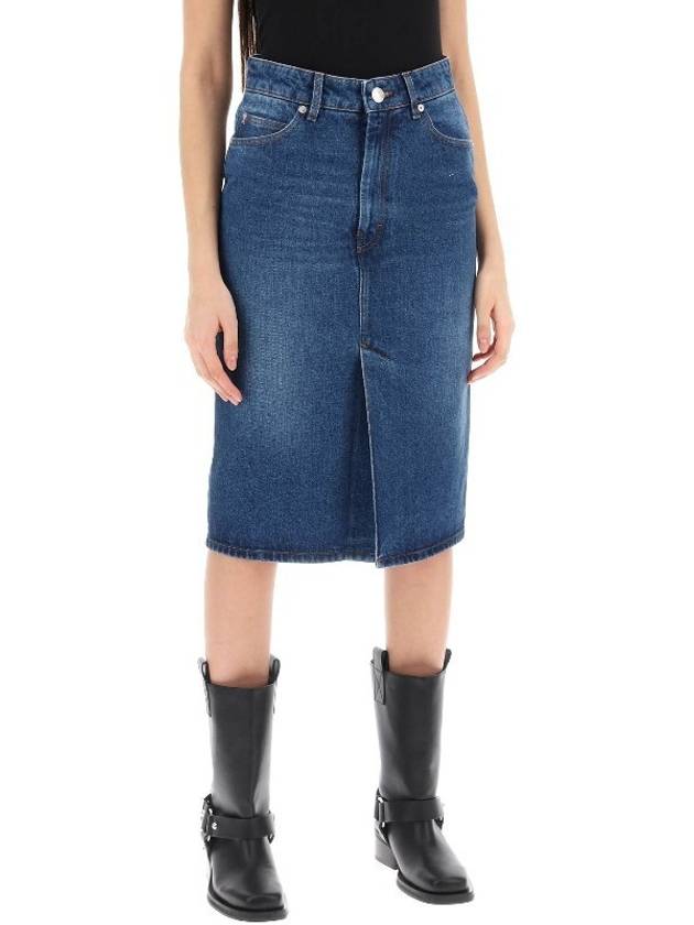 Logo Patch Denim H Line Skirt Blue - AMI - BALAAN 3