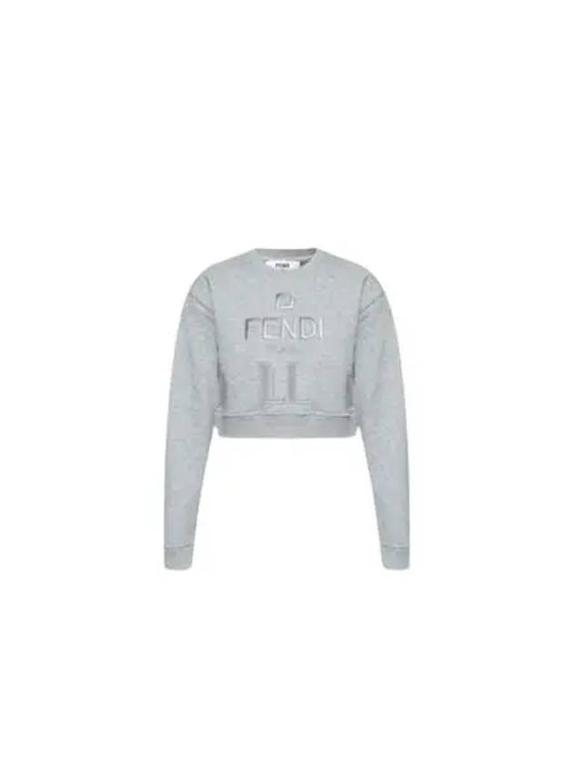 Crewneck Cropped Sweater Grey - FENDI - BALAAN 2