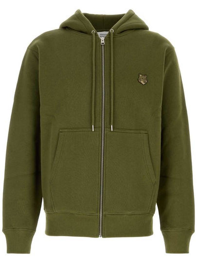 Bold Fox Head Patch Cotton Zip-Up Hoodie Green - MAISON KITSUNE - BALAAN 2