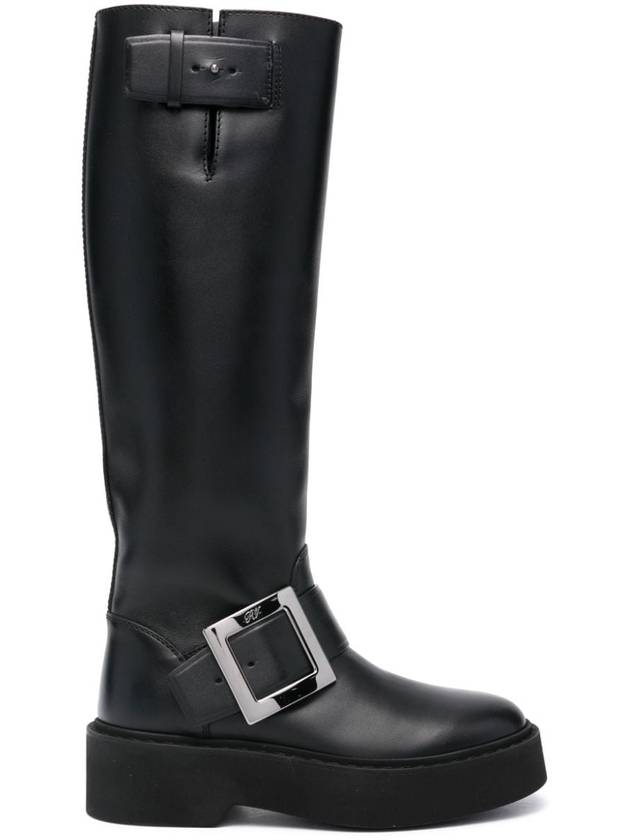 Viv Ranger Biker Leather Long Boots Black - ROGER VIVIER - BALAAN 2