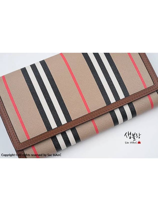 HANNAH Striped Clutch Wallet Cross Bag Tan 80730741 - BURBERRY - BALAAN 4