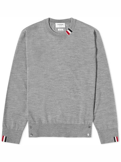 Intarsia Stitch Crew Neck Merino Wool Knit Top Light Grey - THOM BROWNE - BALAAN 2