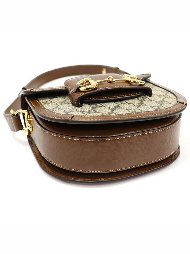 760191 GG Supreme Canvas Brown Leather Horsebit 1955 Round Mini Shoulder Bag - GUCCI - BALAAN 5