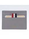 Pebble Calfskin 4-Bar Applique Note Card Wallet Grey - THOM BROWNE - BALAAN 3