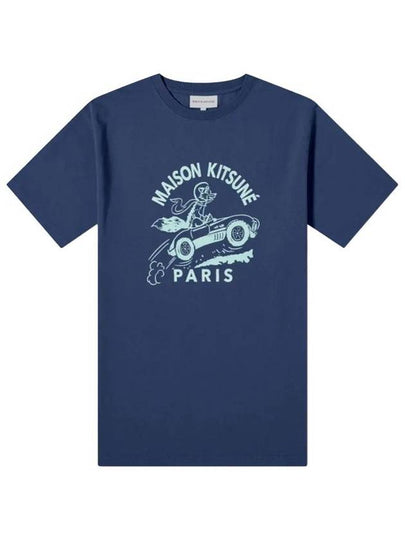 Racing Fox Short Sleeve T-Shirt Blue - MAISON KITSUNE - BALAAN 2