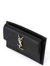 Uptown Grain De Poudre Embossed Leather Flap Card Case Black - SAINT LAURENT - BALAAN 5