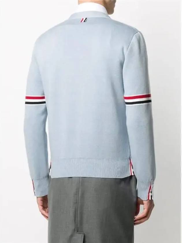 Milano Stitch Sprite Armband Cotton V-neck Cardigan Light Blue - THOM BROWNE - BALAAN 6