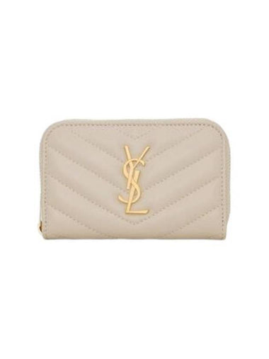 Cassandre Matelasse Lambskin Coin Wallet White - SAINT LAURENT - BALAAN 1