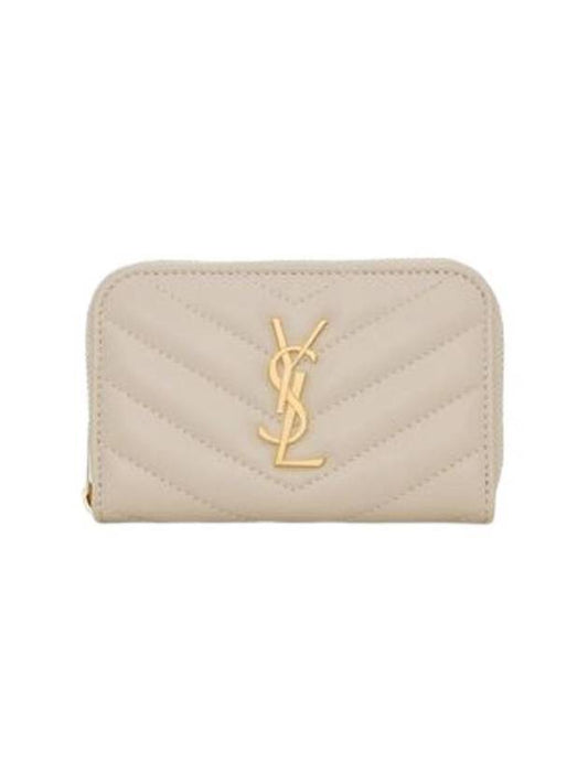 Cassandre Matelasse Lambskin Coin Wallet White - SAINT LAURENT - BALAAN 1