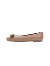 Vara Bow Metallic Leather Flats Beige - SALVATORE FERRAGAMO - BALAAN 1