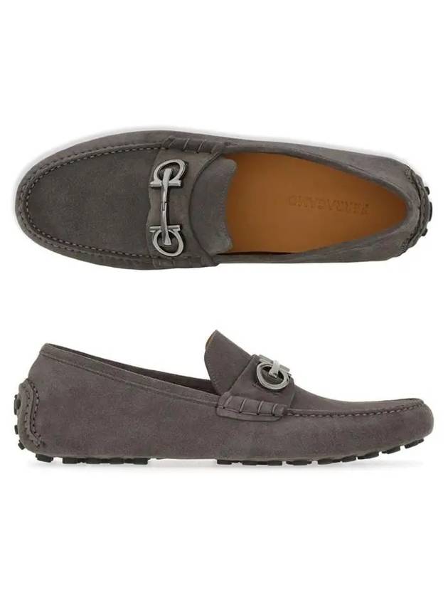 Gancini Ornament Driving Shoes Dark Grey - SALVATORE FERRAGAMO - BALAAN 1