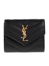 Monogram Cassandra Matelasse Half Wallet Black - SAINT LAURENT - BALAAN 1