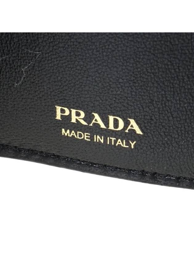 Vitello Move Triangle Logo Tri-Fold Half Wallet Black - PRADA - BALAAN 8