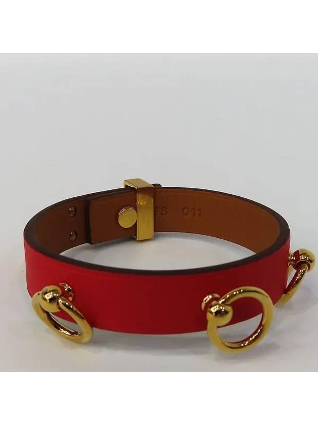 Red leather MINI DOG gold ring women s bracelet - HERMES - BALAAN 3