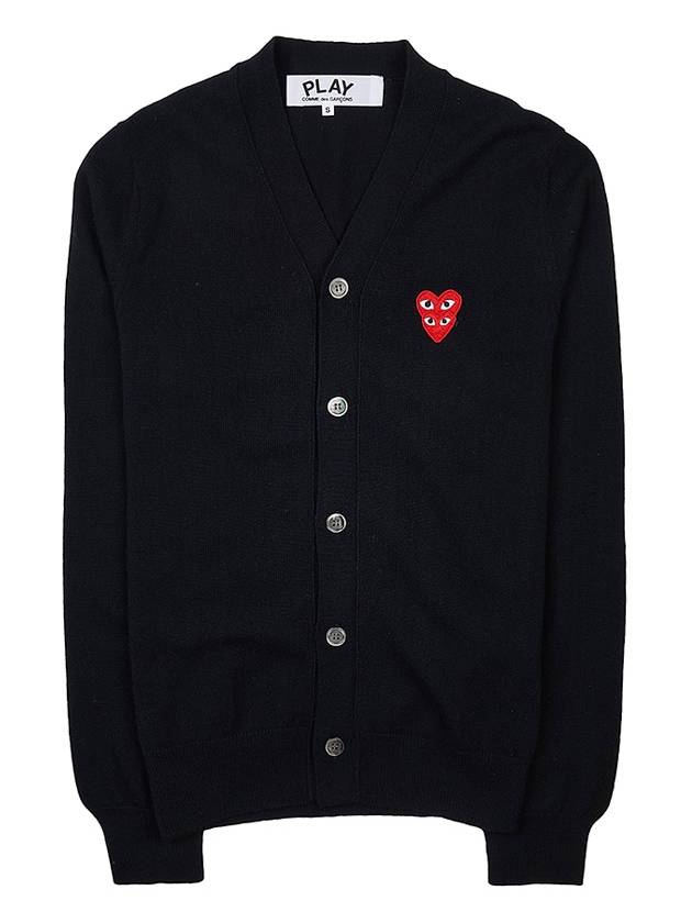 Men's Double Heart Waffen Cardigan P1N076 BLACK - COMME DES GARCONS - BALAAN 9