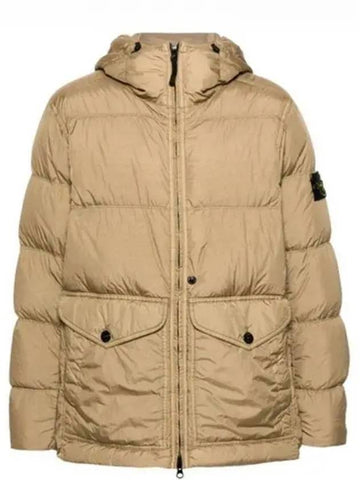 Wappen Patch Garment Dried Crinkle Clap Hooded Jumper Beige Men s Jacket 270073 - STONE ISLAND - BALAAN 1