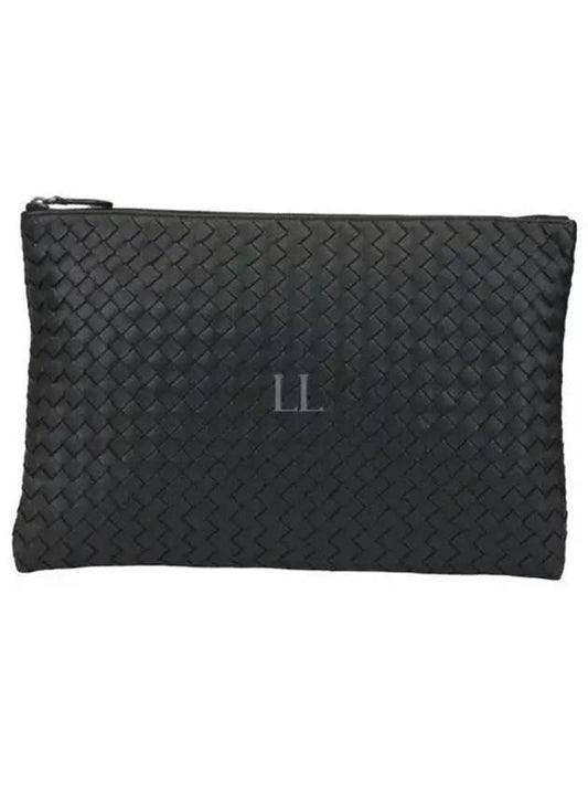 Intrecciato Document Leather Clutch Bag Black - BOTTEGA VENETA - BALAAN 2